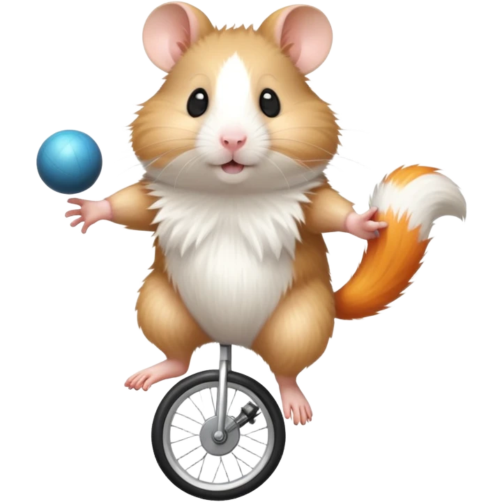 a circus hamster who runs a ball on a unicycle emoji