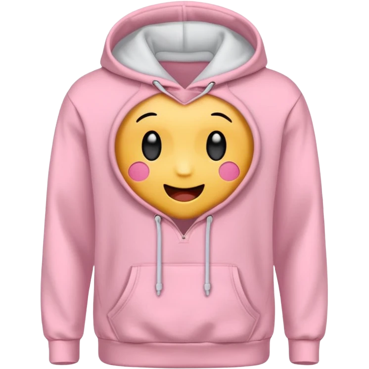 baby pink colour hoodie( only hoodie packshot) with hood emoji  emoji