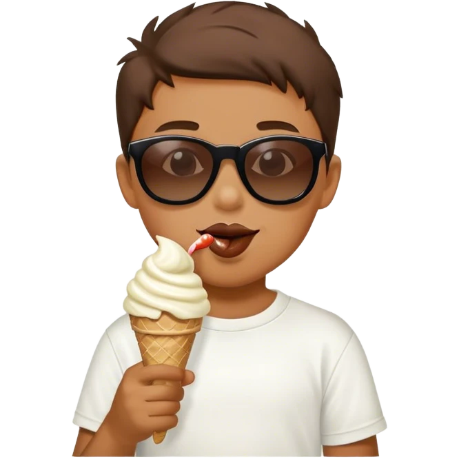 A boy with sunglasses eating ice cream  emoji