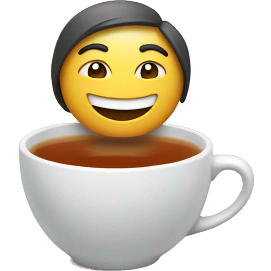 Make a happy emojie drinking a hot tea  emoji