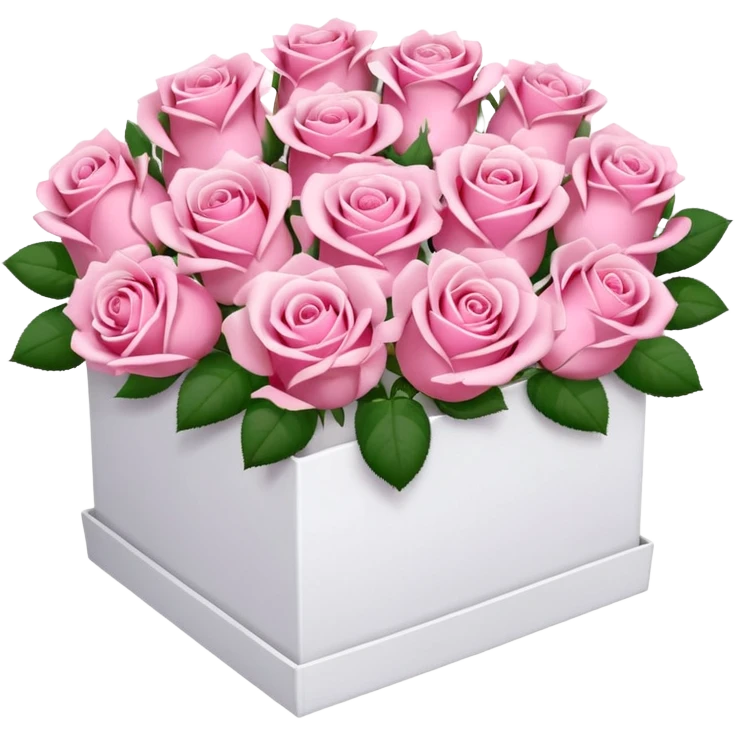 bouquet of pink 15 roses in a white box emoji