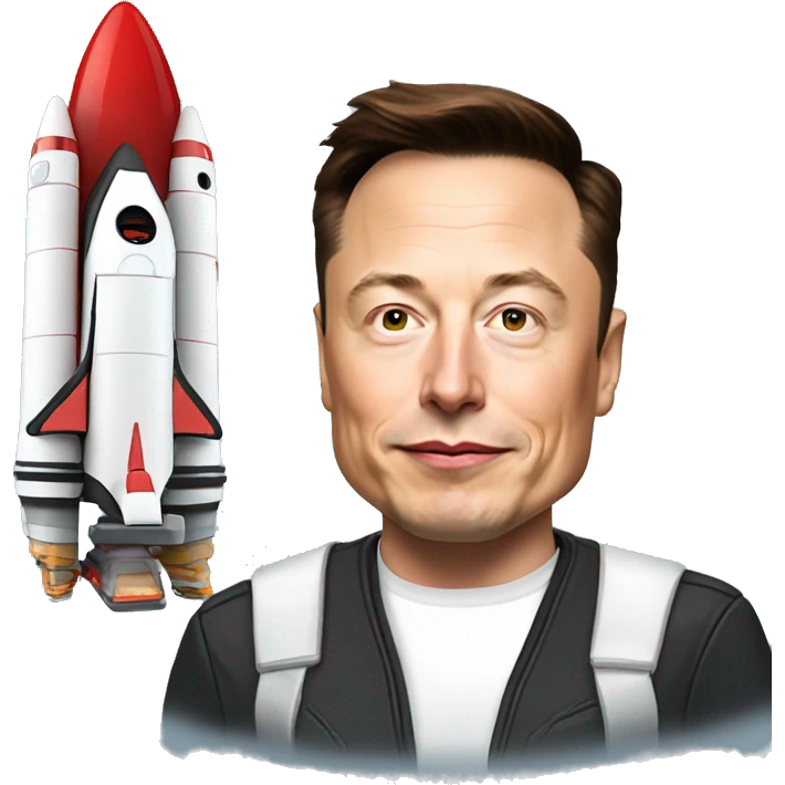 Elon Musk and a rocket ship emoji