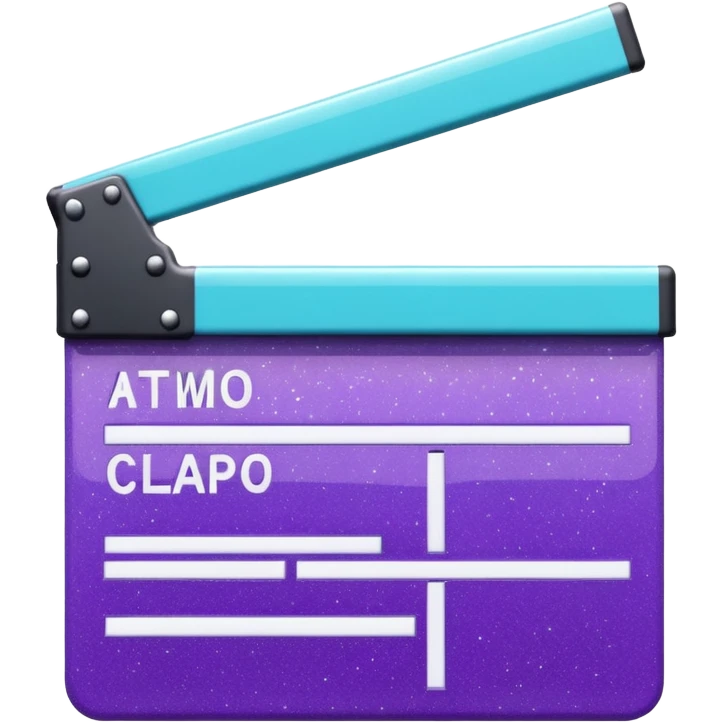 Glitter purple and cian clapperboard emoji