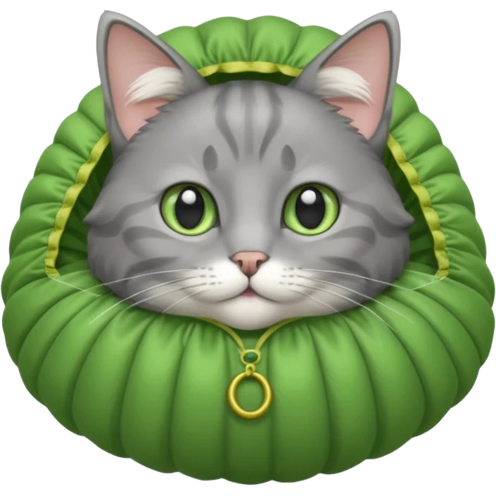 gray cat with green parachute emoji