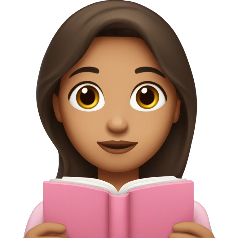 Hispanic girl with brown hair holding pink bible emoji