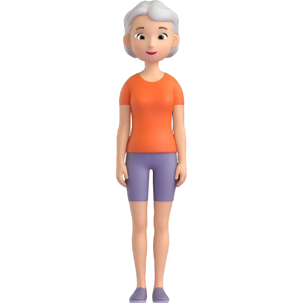 emoji of a slim woman with very short gray-blond hair emoji