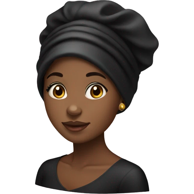 black girl wearing a black satin hair bonnet emoji