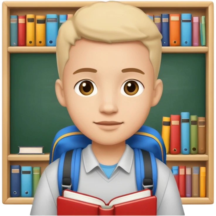 student attending school with backpack and books emoji