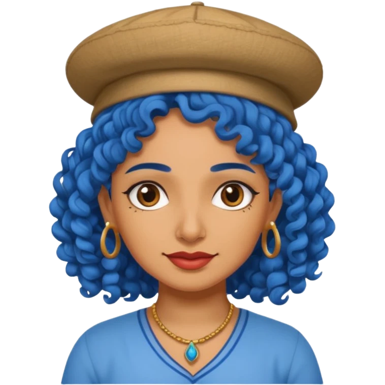 blue curly with tatoo with brest haired Kerala aunty with hat emoji