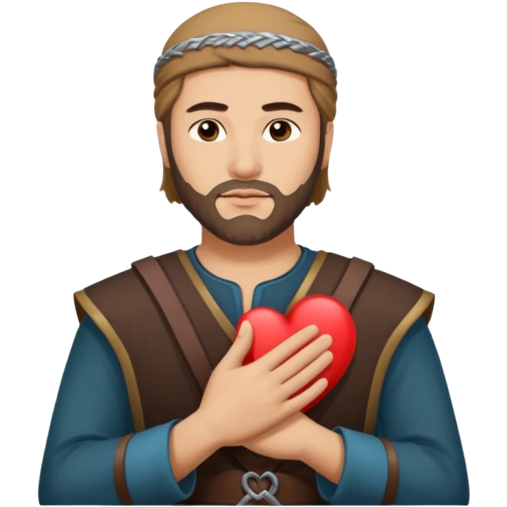 ایسا تصویر بناو جس میں ارتعرل کا عثمان جیسا بندہ دل پر ہاتھ رکھے ہوئے تابعداری کے حالت میں نظر ائے۔ emoji