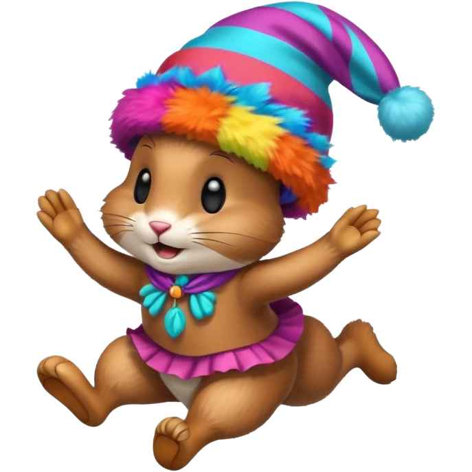 
Brown rabbit jumping with colorful hat.











 emoji