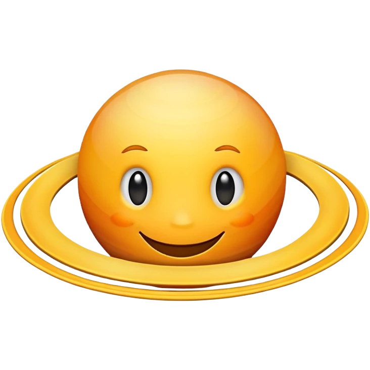 Saturn planet with a happy smiling face emoji