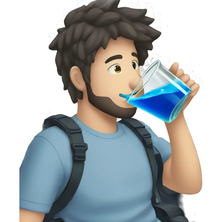 among us crewmate drinking blue juice with a giant traw emoji