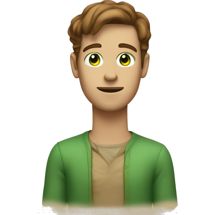 A white paper scroll held by a light-skinned man with green eyes and styled brown hair emoji