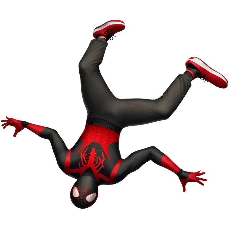 Miles morales with Nike jordans doing a back flip emoji