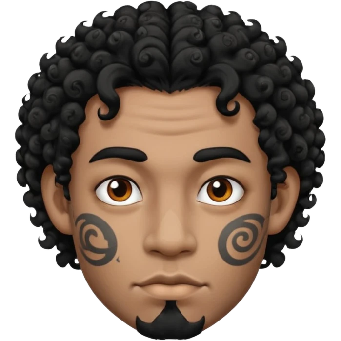 man curly hair and heavy face tattoo emoji