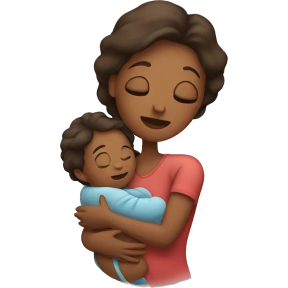 Mom holds the baby in her arms facing each other emoji