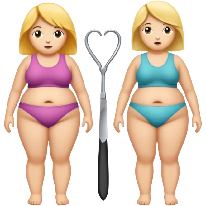 Anorexia and obesity people scissoring emoji