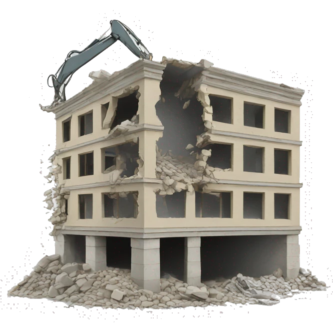 building demolition process icon emoji