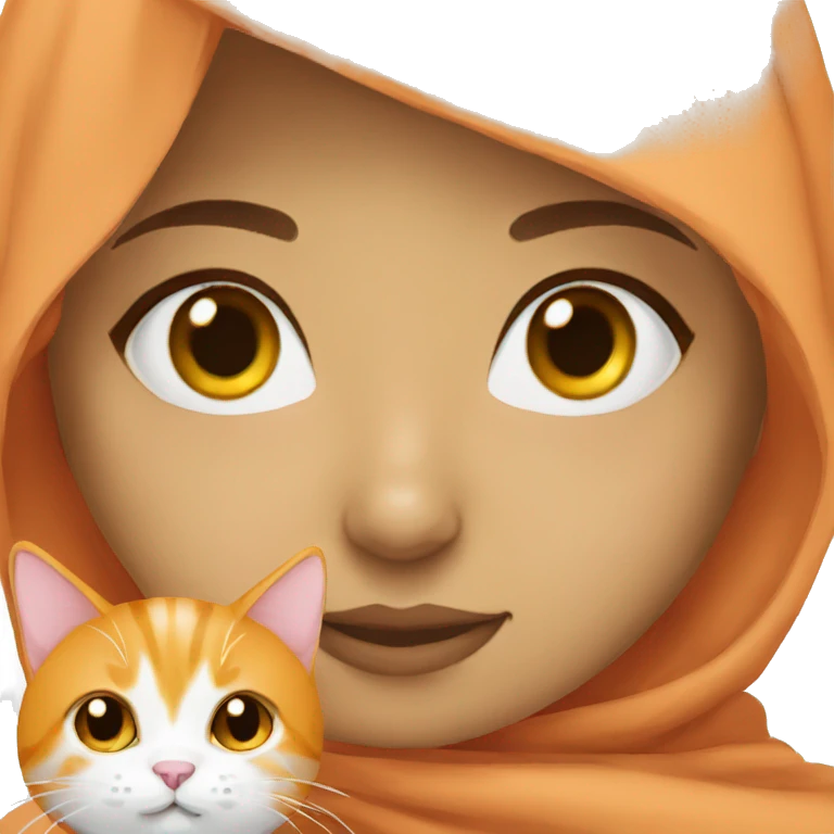 Hijabi girl with orange and white cat emoji