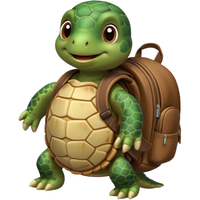 a cute little turtle with a backpack emoji