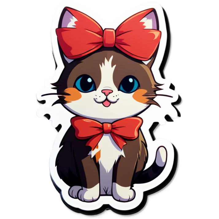 Cat wearing a bow emoji