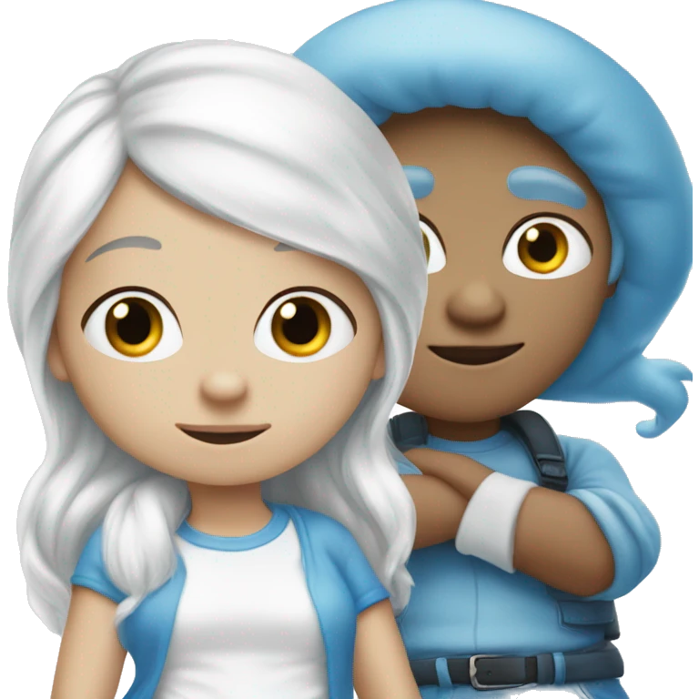 smurf girl with smurf skin and white hair boy white skin white hair emoji