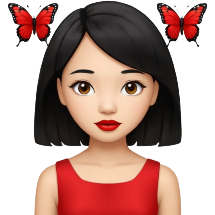 Red girly stuff filipino black hair with straight wavy hair medium length butterfly haircut emoji
