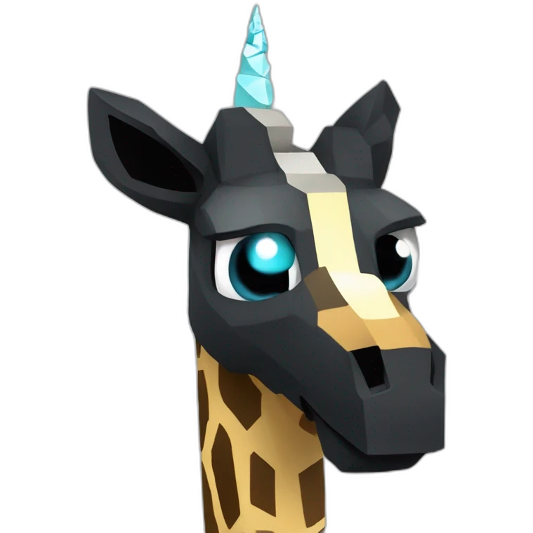 Minecraft Black Jiraffe Head With Diamond Unicorn Horn and Lazer Eyes emoji