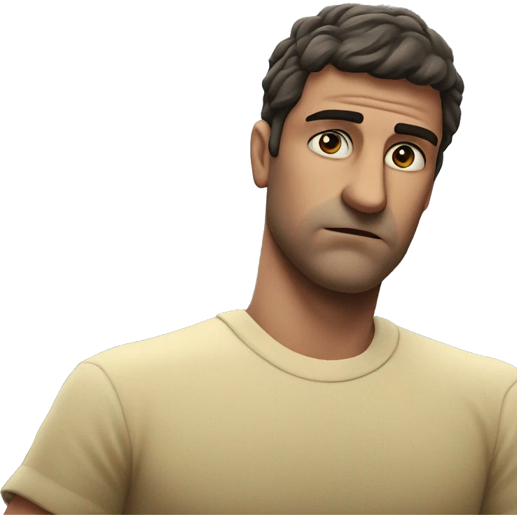 serious man stares intensely camera emoji