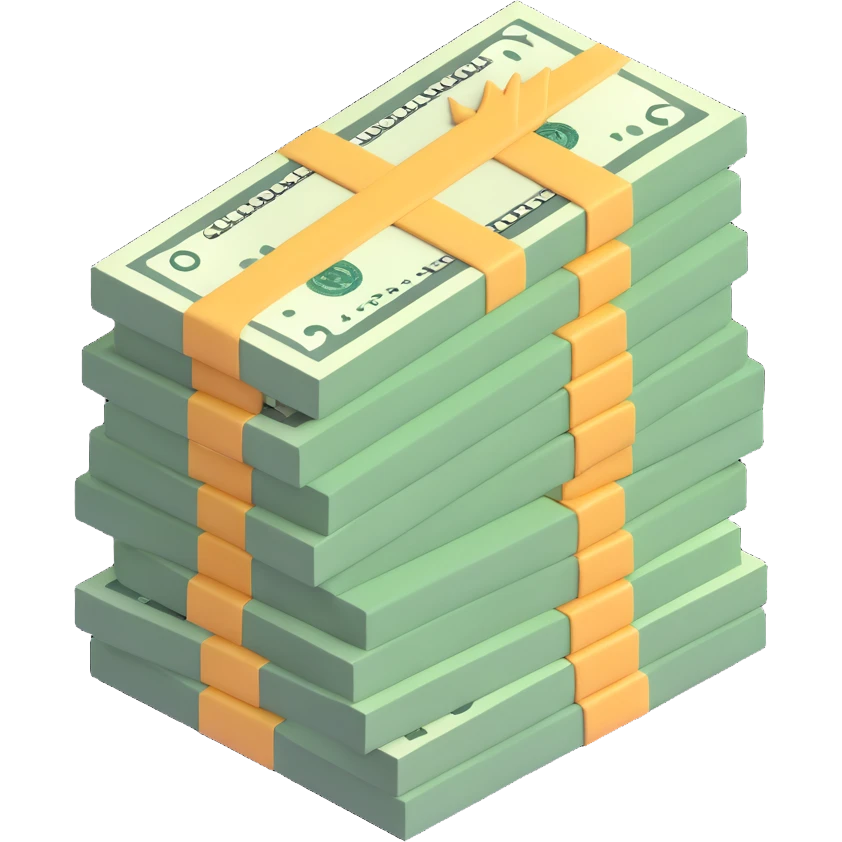 stack of dollar bills, US currency emoji