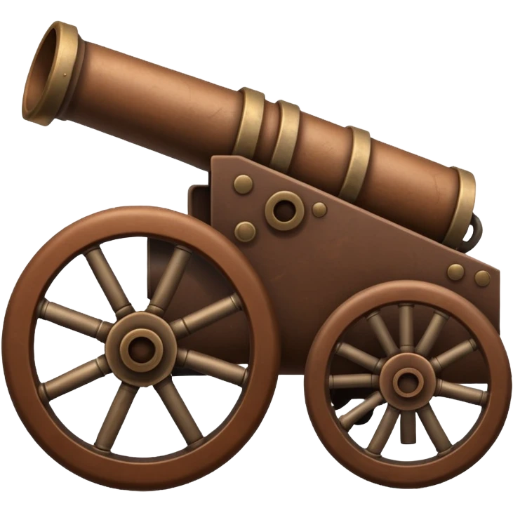 Create an emoji of a war cannon. The cannon should be brown. The cannon must have a single wheel on both sides. emoji