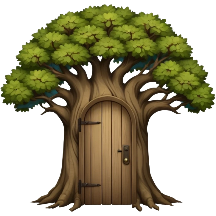 large and old dark oak tree with door emoji