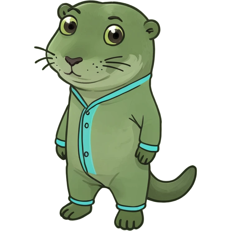 Otter wearing pajamas and slippers emoji