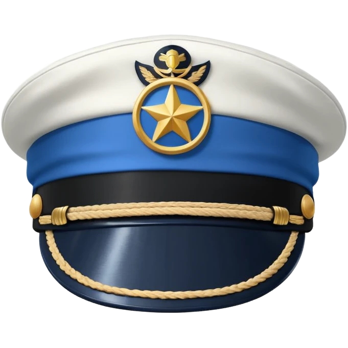white captain hat with blue circle closeup alone emoji