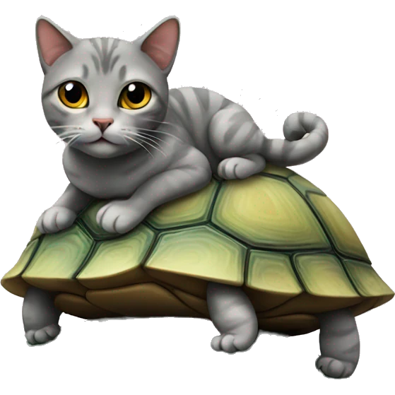 Cat on a turtle emoji