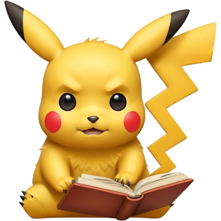 pikachu studying looking into book sweating emoji