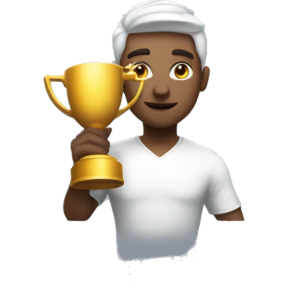 White gamer with win cup emoji