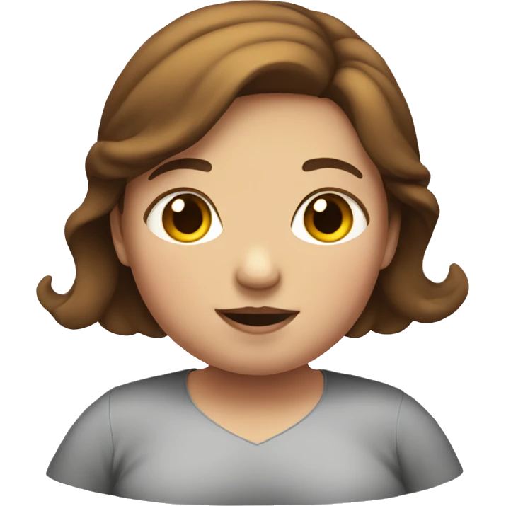 Obese girl blushing (with brown hair) emoji