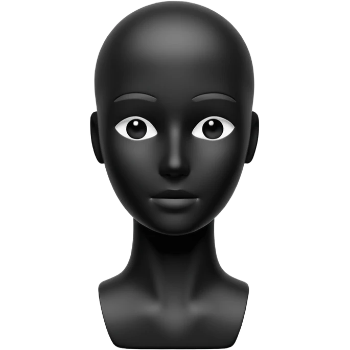 Minimalistic flat vector icon, iOS style, thin black contour on white background. Matte black mannequin in front of in 3D monochrome style. emoji