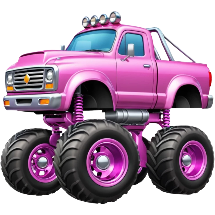 Big car monster truck with a big smile, pink emoji