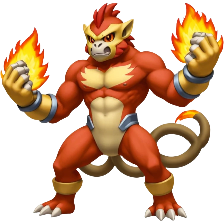 Coalossal-Machamp-Infernape-Pokémon-fusion, full body emoji