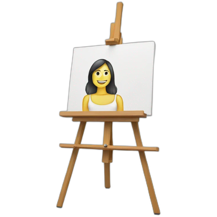 easel with drawing of woman emoji