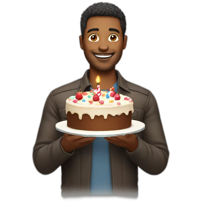 Man holding cake for birthday  emoji