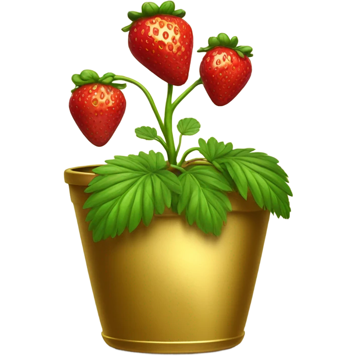 Strawberry plant in gold pot emoji
