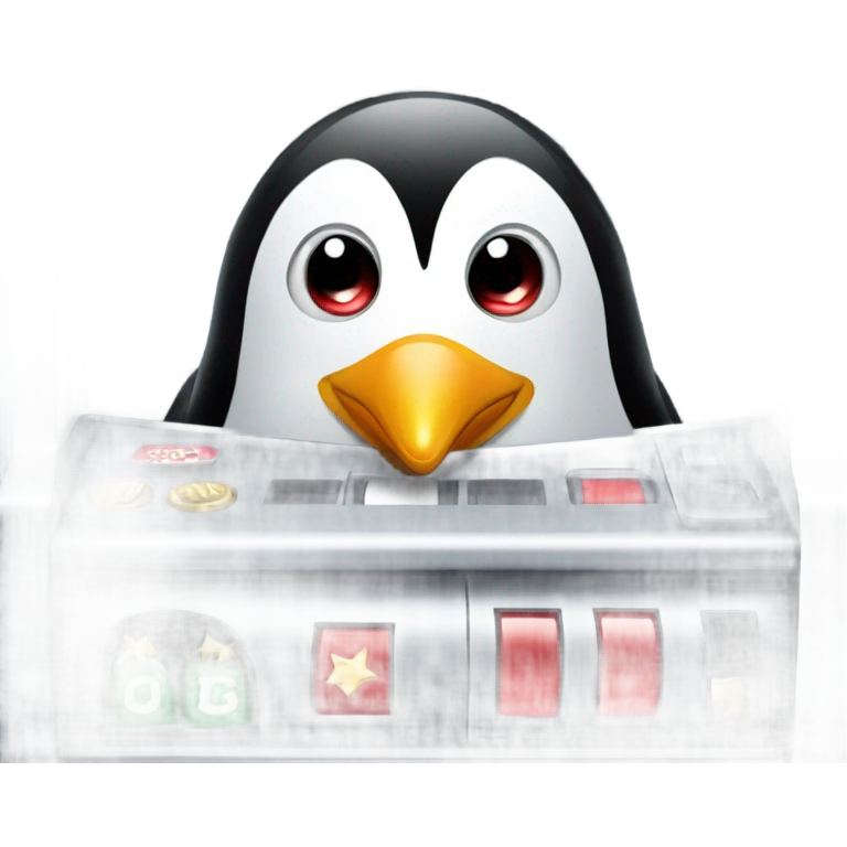 penguin playing slots machine emoji