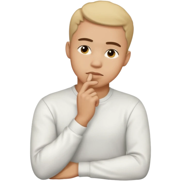 light skin man pensative, full body con la mano en el menton emoji