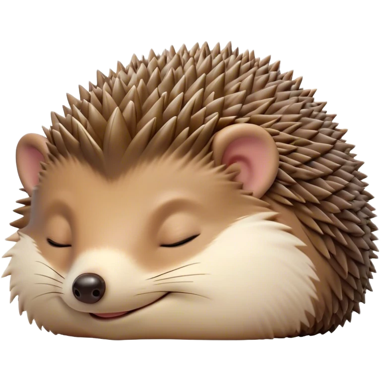 Meme-Worthy Cute Sleeping Hedgehog Portrait Emoji, Head resting peacefully with a contented smile, showcasing a delightfully compact build and a luxuriously soft brown Fur with tiny spines, eyes shut in a serene, restful nap, Simplified yet hilariously adorable features, highly detailed, glowing with a soft, drowsy light, high shine, relaxed and utterly lovable, stylized with an air of playful laziness, bright and heartwarming, soft glowing outline, capturing the essence of a comically sleepy hedgehog, so meme-worthy it feels like it could instantly become the next viral sensation of adorable slumber! emoji
