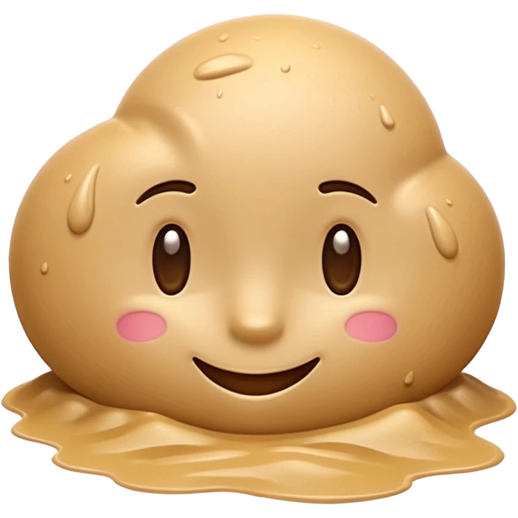 3D iPhone style emoji of wet sand, smooth and slightly shiny texture, clumped together, natural beige color, isolated on white background, soft shadows, high detail, playful and cute. emoji