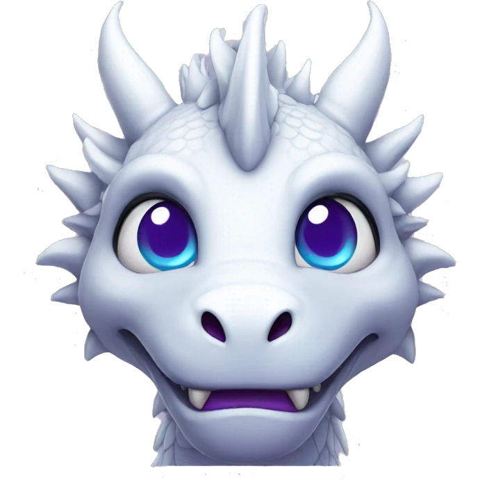 white dragon with blue eyes with purple accents comic style emoji